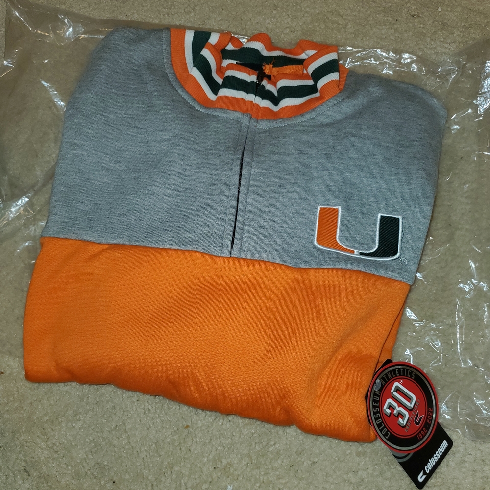 Gray and Orange Zip Up Sweater